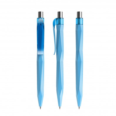 Prodir QS20 PMT Push Kugelschreiber, Cyanblau-Silber satiniert Prodir QS20 PMT Push Kugelschreiber, Cyanblau-Silber satiniert